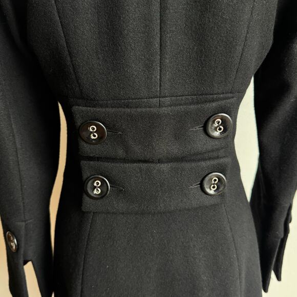 ANNE FONTAINE Armanda Black Wool Pea Coat - Picture 5 of 12